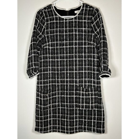 Gilli Dresses & Skirts - GILLI Plaid Tweed Shift Dress Classic Quiet Luxury Black and White Size Small